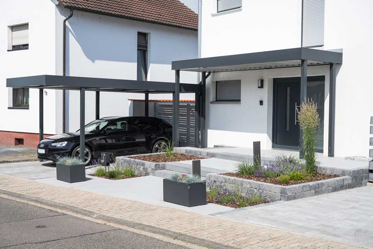 Carport und Vordach Serie CP in unterschiedlichen Höhen