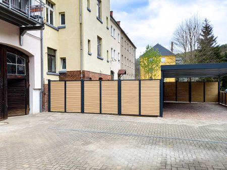 Sichtschutzzaun in Verlängerung an Siebau Carport inkl. Wandverkleidung
