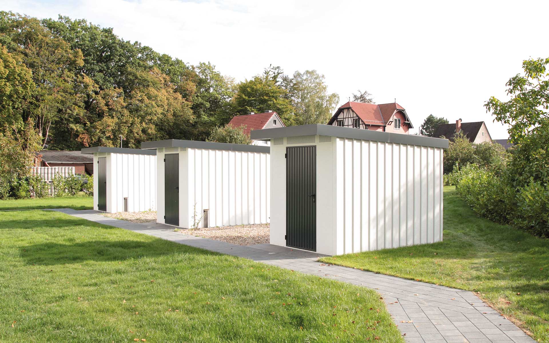 Pultdachgerätehaus PGH mit Dekorputz von Siebau